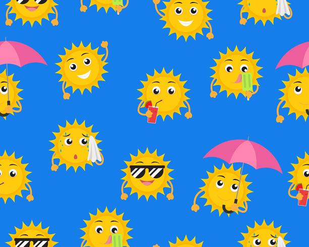 Sun Cartoon Pattern  vector