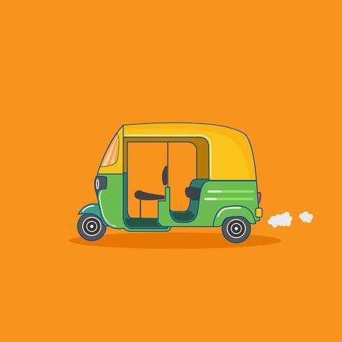 Yellow and Green Asian Tuk-Tuk Taxi vector