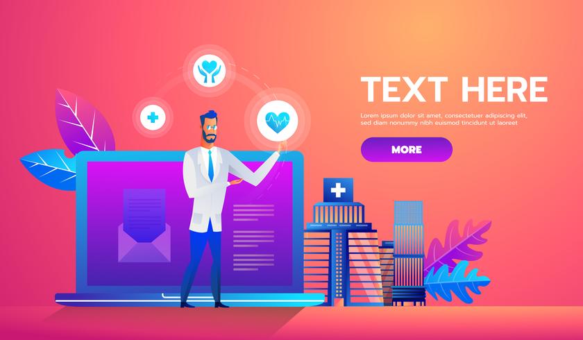 Online Diagnosis Web Banner vector