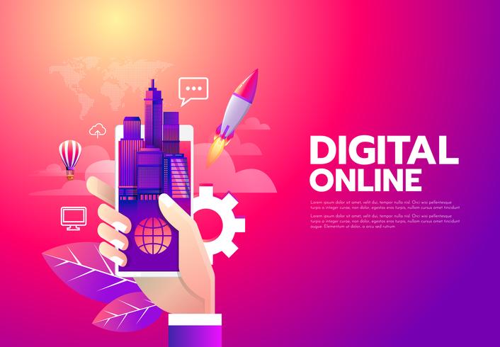 Digital online shopping  vector