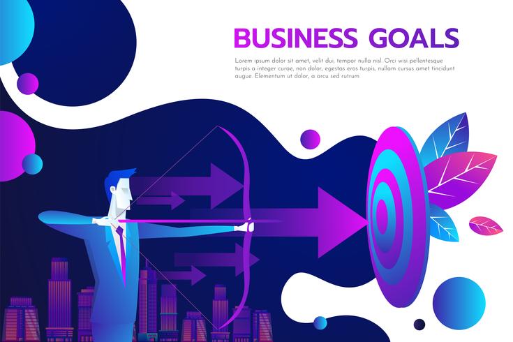 Successful businessman hold arrow in hand - achievement goal.  vector