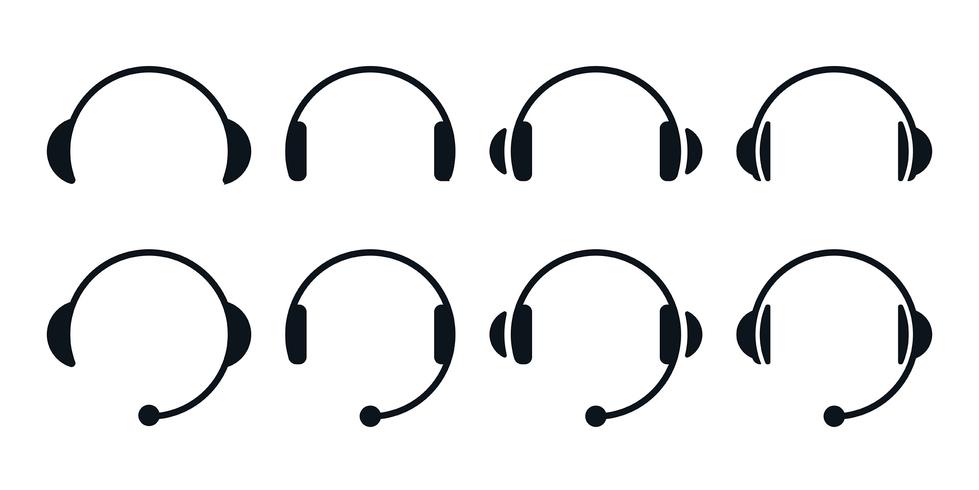 Headphones icon set vector