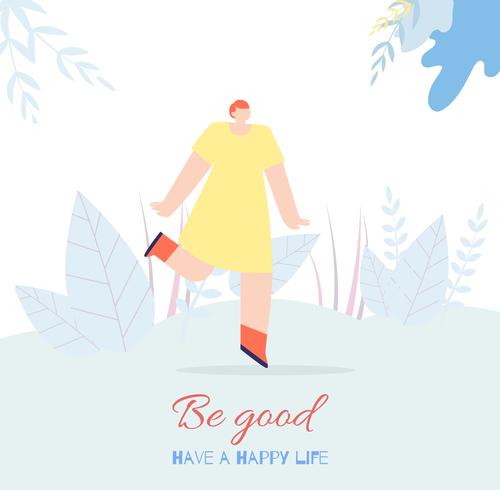 Motivation Woman Card Text Have Happy Life Be Good vector