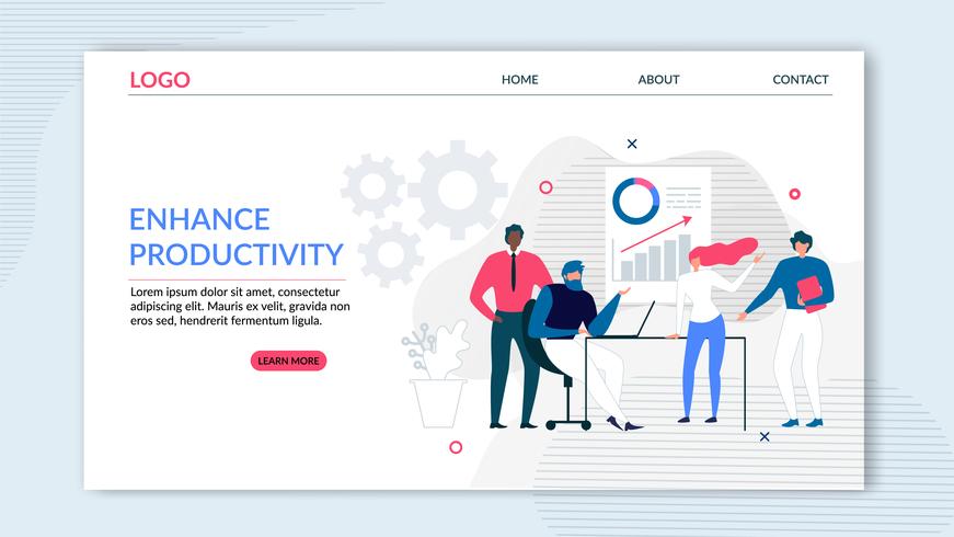 Flat Landing Page Offering Enhance Productivity vector