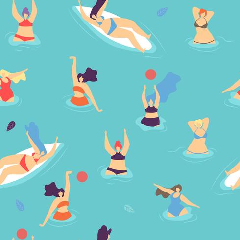 Seamless Flat Pattern Body Positive Woman vector