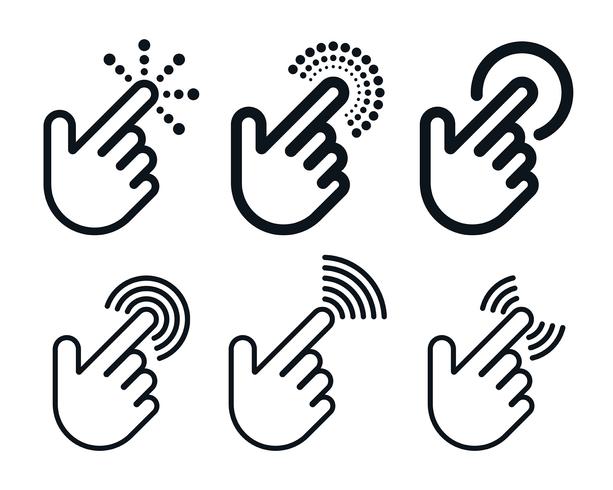 Click icon set with hand shapes vector
