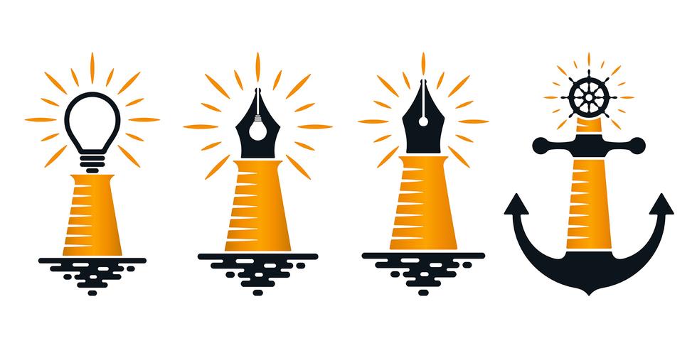 Abstract lighthouse icons vector