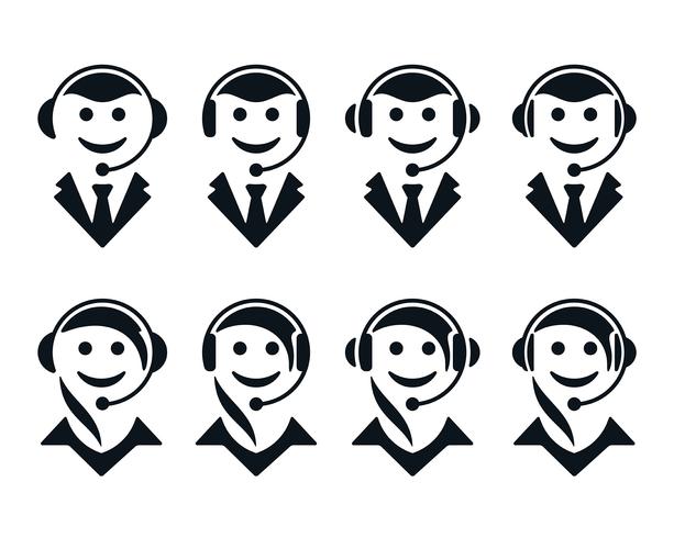 Call center operator icons vector