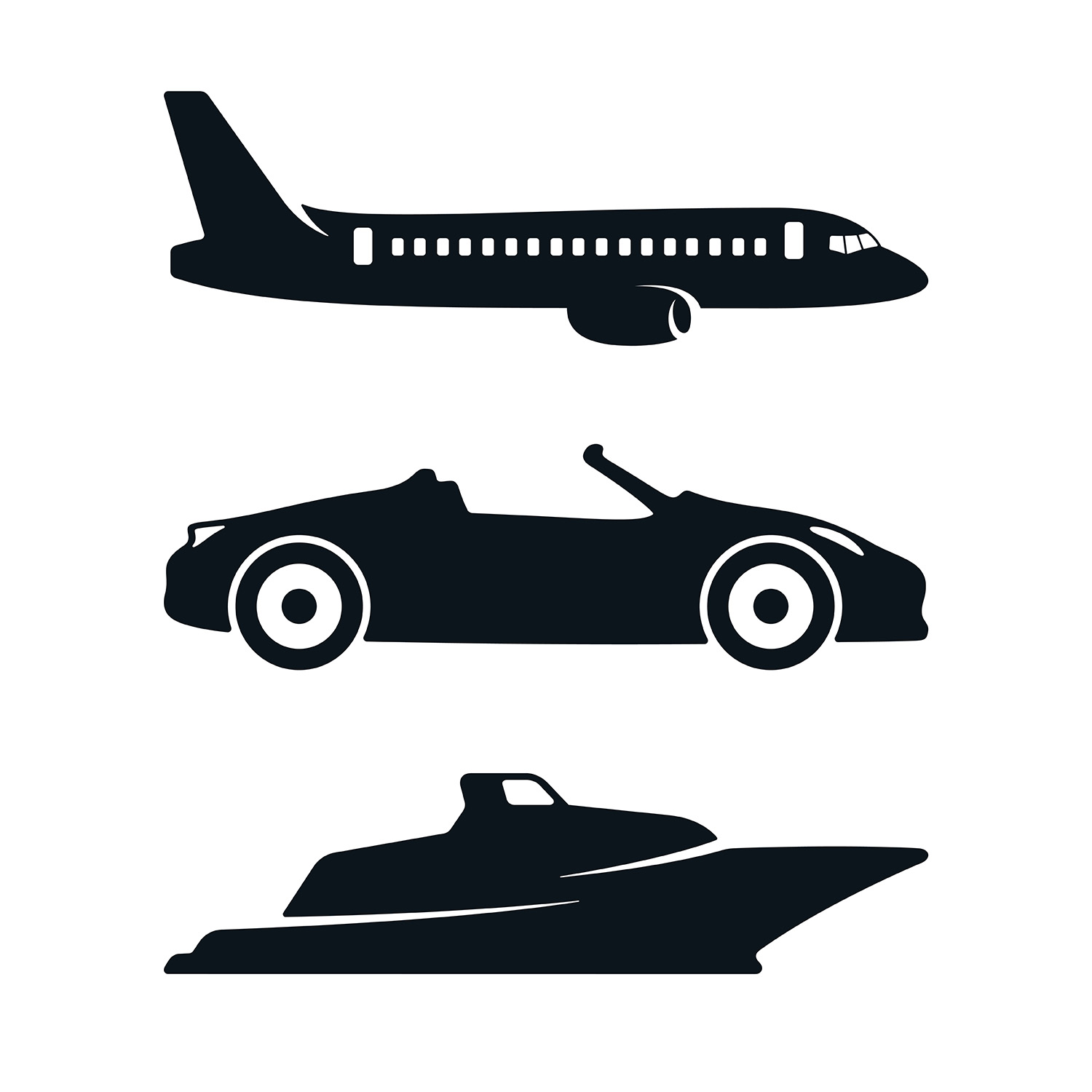 Car airplane boat icons 662259 Vector Art at Vecteezy