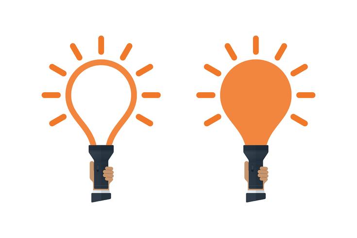 Flashlights with bulb shaped light vector