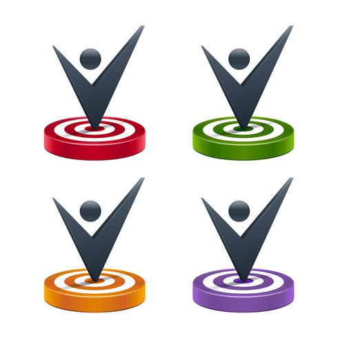 Target board icons with check mark vector