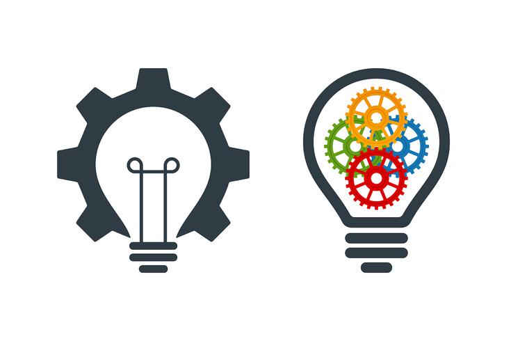 Bulb icons with gears vector
