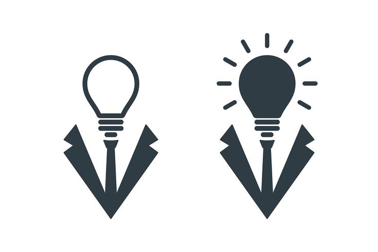 Bulb shaped businessman head icons vector