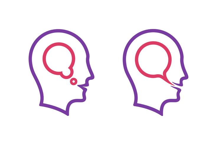 Human head icons with thought speech bubble vector