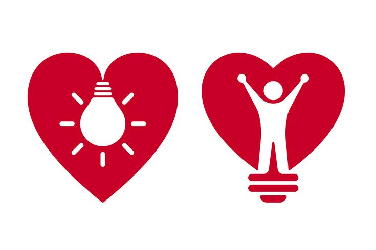 Heart shaped bulb icons vector