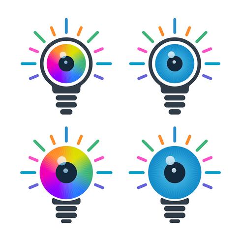 Bulb icons with eyeballs vector