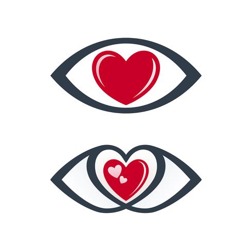 Iconos de ojos con tema de amor vector