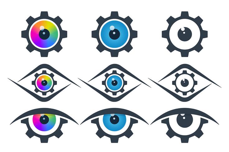 Gear shaped vision icons vector