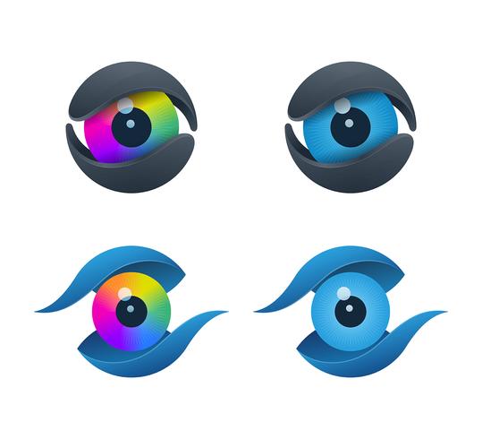 Iconos de ojos en forma de núcleo vector