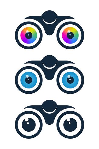 Binoculars icons with eyeballs vector