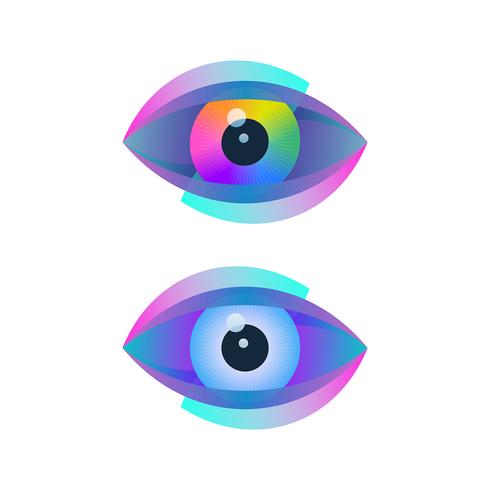 Digital optical icons with eyeballs vector