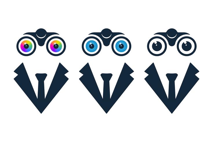 Businessman icons with binoculars vector