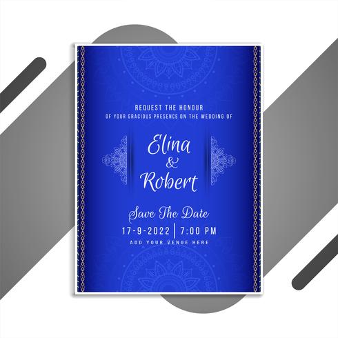 Blue wedding invitation vector