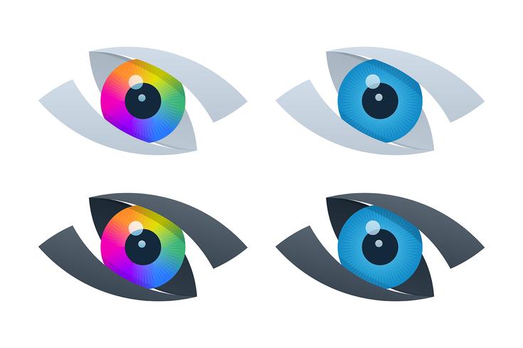 Abstract vision icons with eyeballs vector