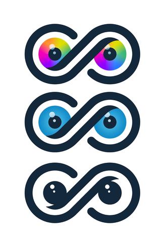 Infinity icons with eyeballs vector