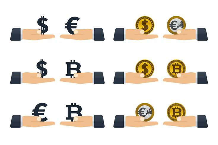 Concepts of exchanging currencies vector