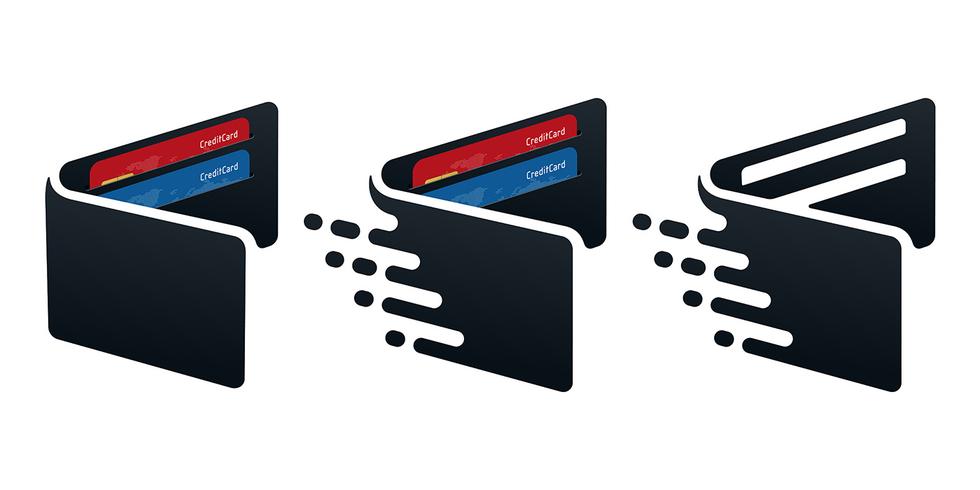 Wallet icons with credit cards vector