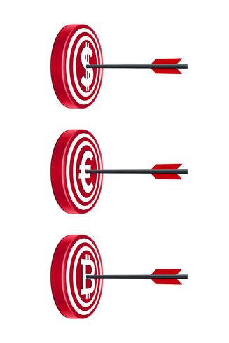 Target boards with currencies and arrows vector