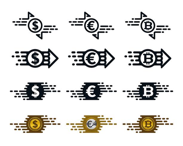 Fast money transfer icons vector