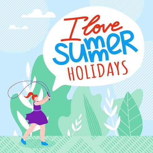 Inscription I Love Summer Holidays Cartoon Flat.  vector