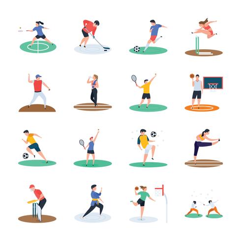 Conjunto de iconos de jugador de deportes vector