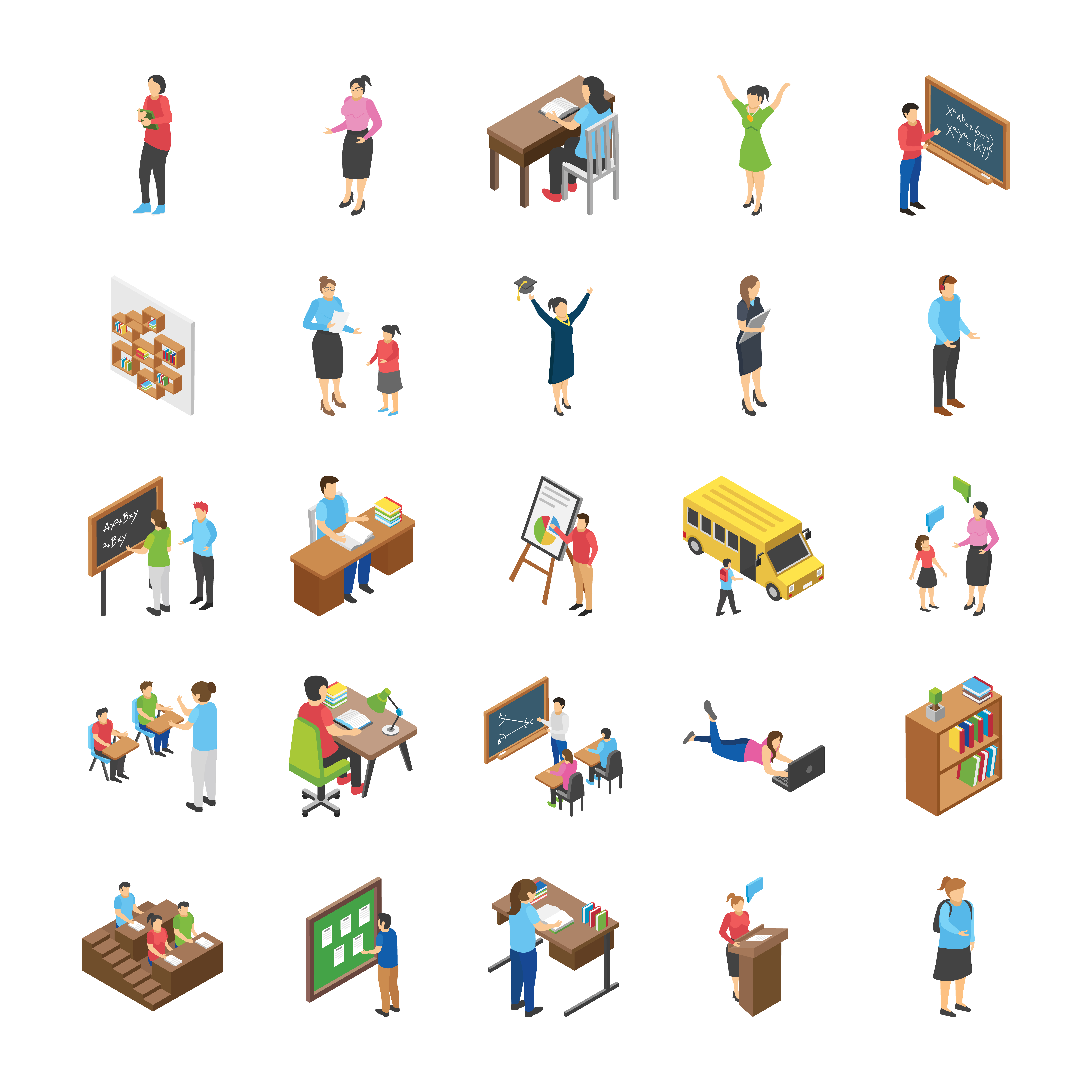 Download College and University Students Flat Icons Pack - Download ...
