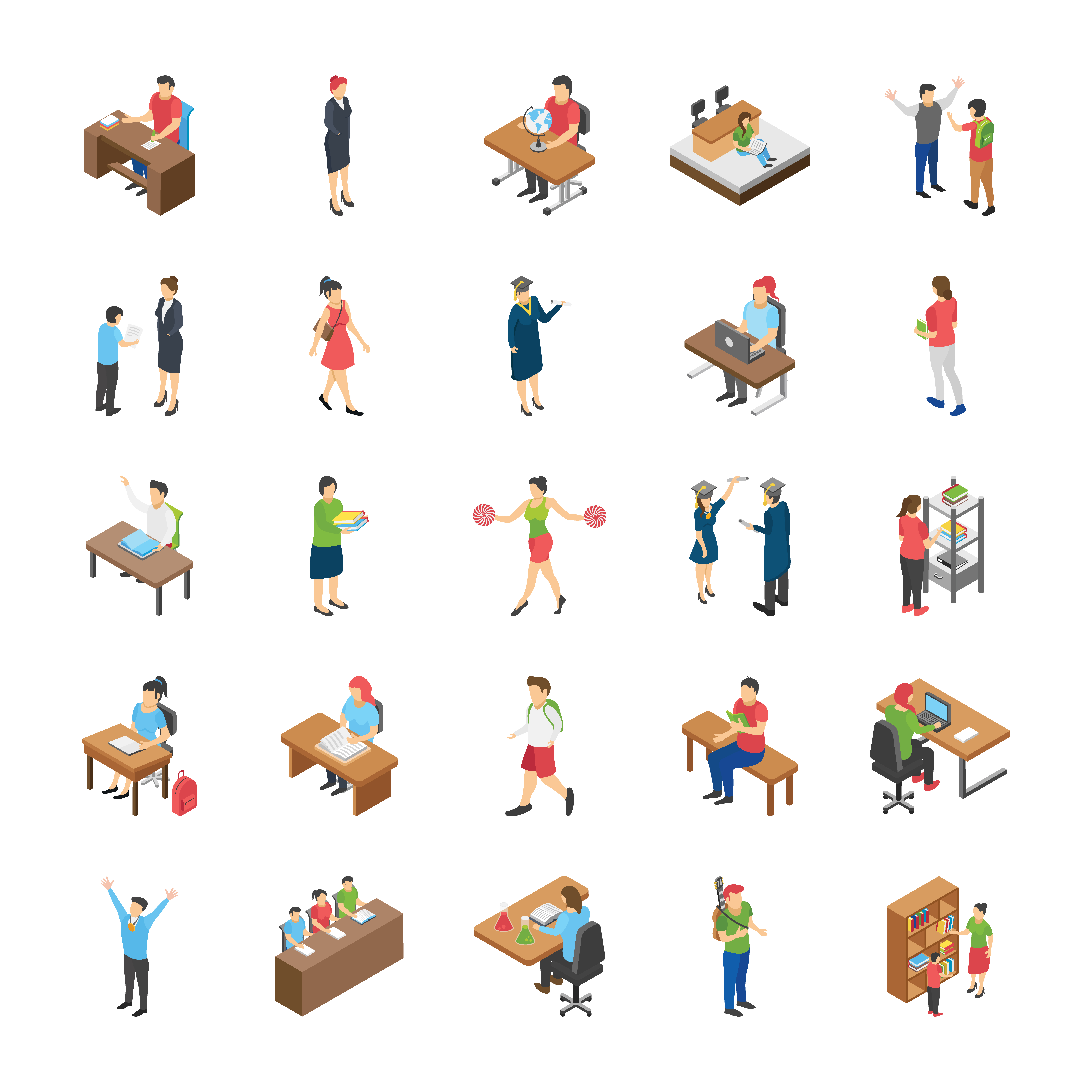 Download College and University Students Flat Icon Set - Download ...