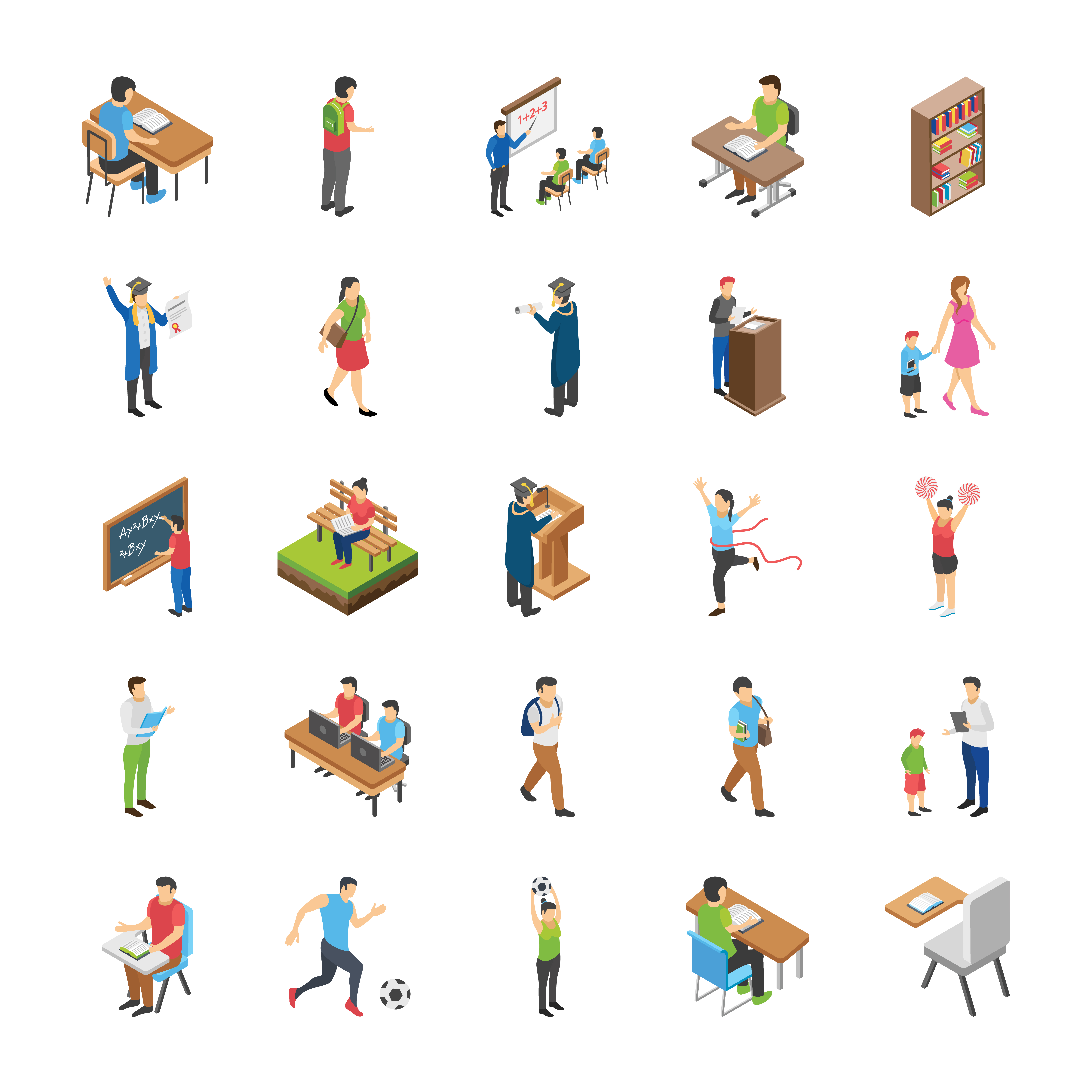 Download College and University Students Flat Icons 662476 - Download Free Vectors, Clipart Graphics ...