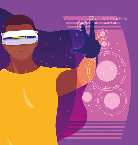 Design of man using technology of augmented reality  vector