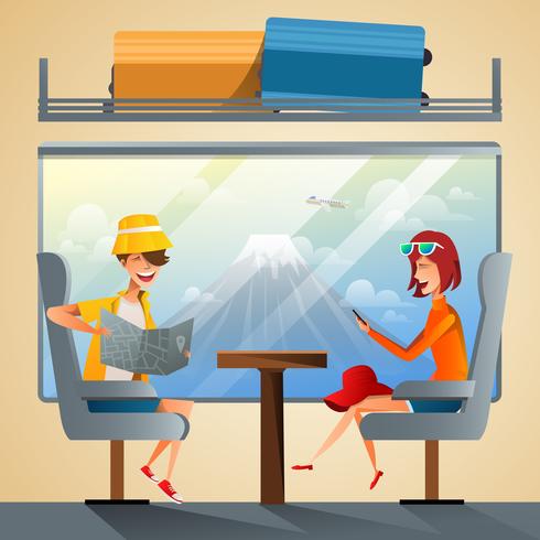 Tourists Traveling By Train  vector