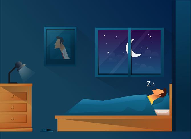 Hombre durmiendo en cama vector