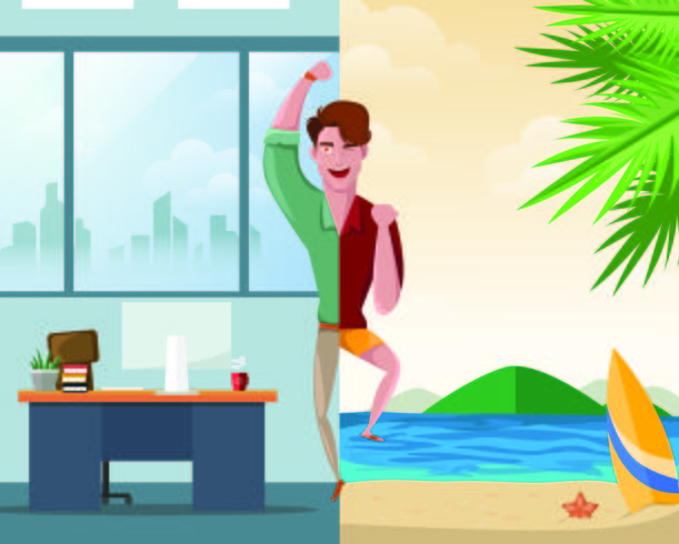 Half Work and Half Vacation  vector