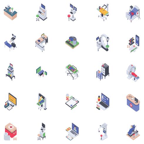  Robotic Isometric Icons  vector