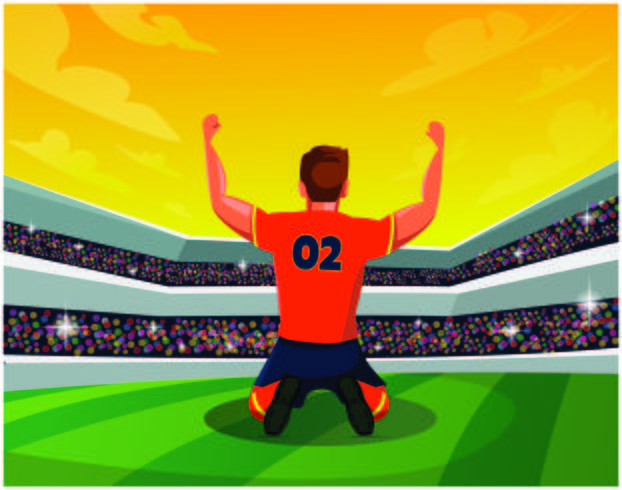 Soccer Player Kneeling On Field vector