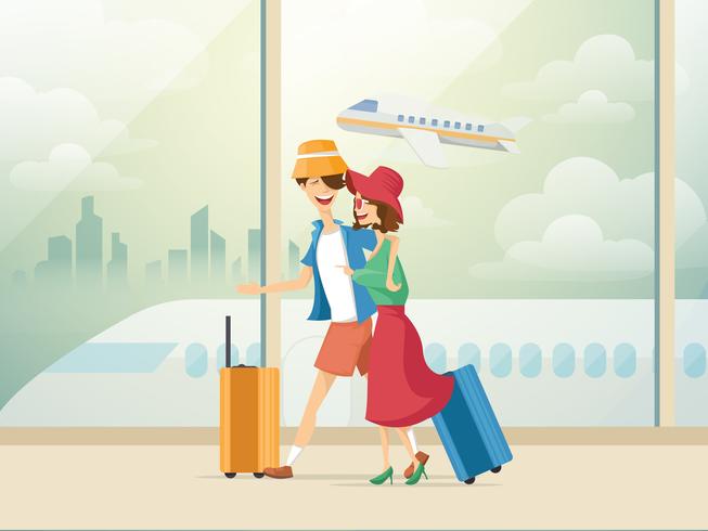 Couple Traveling  vector