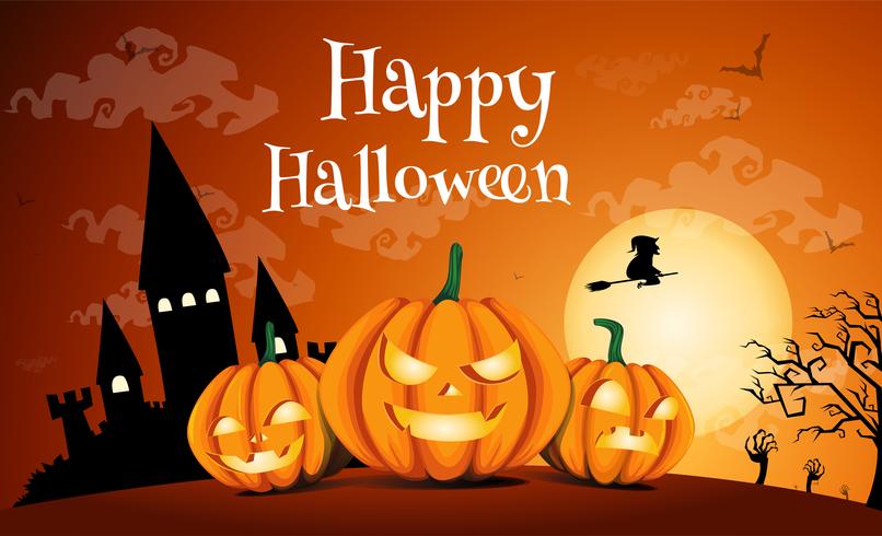 Happy Halloween With Dark Castle. vector