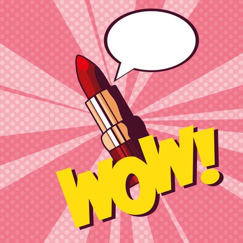 lipstick with speech bubble in pop art style vector