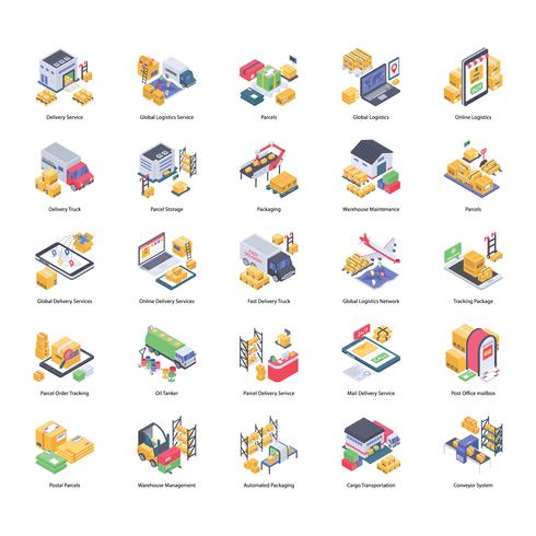 Paquete de iconos de entrega logística vector