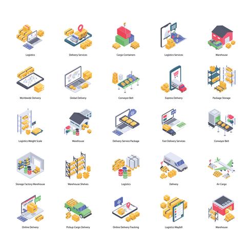 Paquete de iconos de entrega logística vector