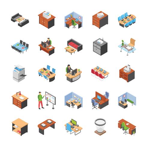 Pack Of Office Workplace Icons vector